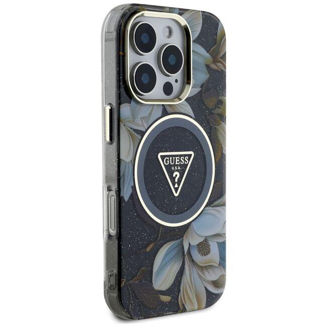 Husa premium pentru  iPhone 16 Pro Max compatibila MagSafe Guess Luxury Series - Gri inchis