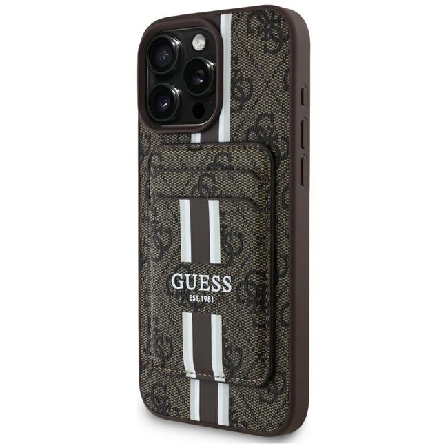Husa premium pentru  iPhone 16 Pro Max compatibila MagSafe Guess Luxury Series - Maro