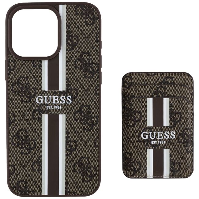 Husa premium pentru  iPhone 16 Pro Max compatibila MagSafe Guess Luxury Series - Maro