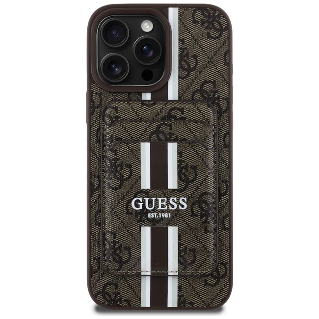 Husa premium pentru  iPhone 16 Pro Max compatibila MagSafe Guess Luxury Series - Maro