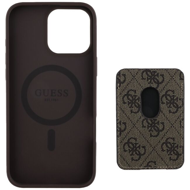 Husa premium pentru  iPhone 16 Pro Max compatibila MagSafe Guess Luxury Series - Maro