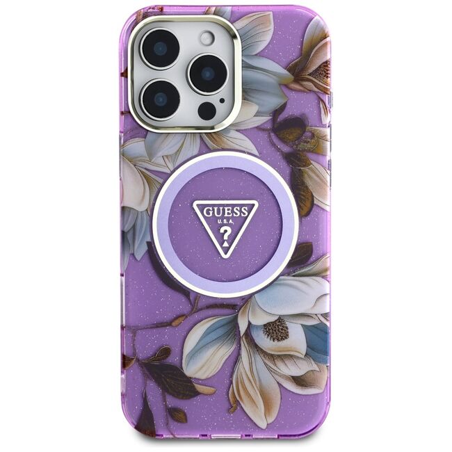Husa premium pentru  iPhone 16 Pro Max compatibila MagSafe Guess Luxury Series - Mov