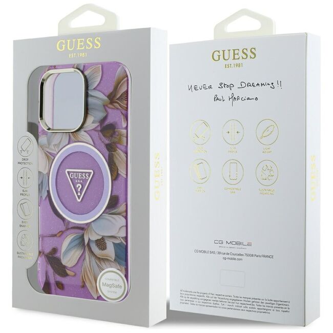 Husa premium pentru  iPhone 16 Pro Max compatibila MagSafe Guess Luxury Series - Mov