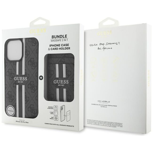 Husa premium pentru  iPhone 16 Pro Max compatibila MagSafe Guess Luxury Series - Negru royal