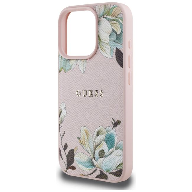 Husa premium pentru  iPhone 16 Pro Max compatibila MagSafe Guess Luxury Series - Roz pal