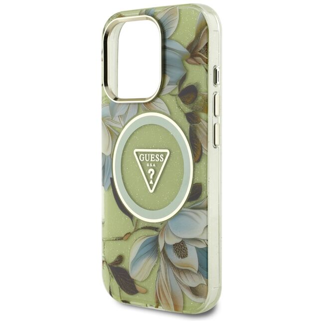 Husa premium pentru  iPhone 16 Pro Max compatibila MagSafe Guess Luxury Series - Verde