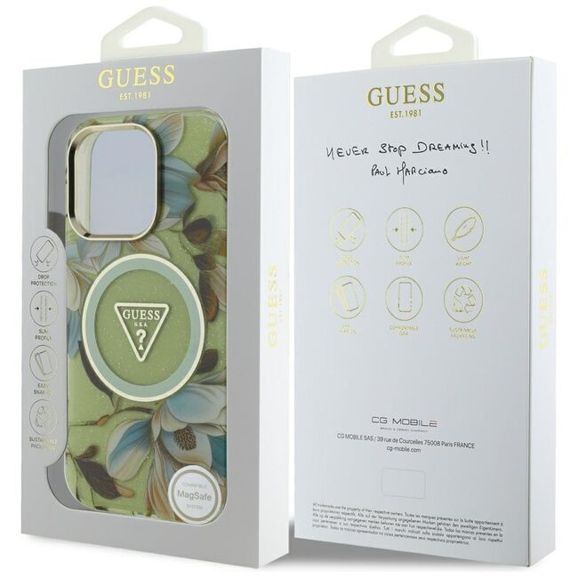 Husa premium pentru  iPhone 16 Pro Max compatibila MagSafe Guess Luxury Series - Verde