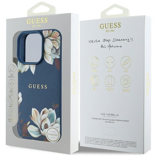 Husa premium pentru  iPhone 16 Pro compatibila MagSafe Guess Luxury Series - Albastru