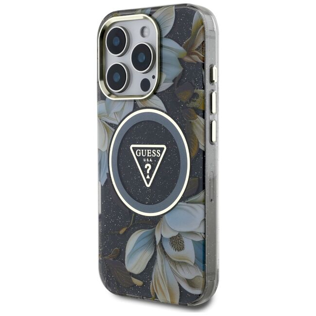 Husa premium pentru  iPhone 16 Pro compatibila MagSafe Guess Luxury Series - Gri inchis