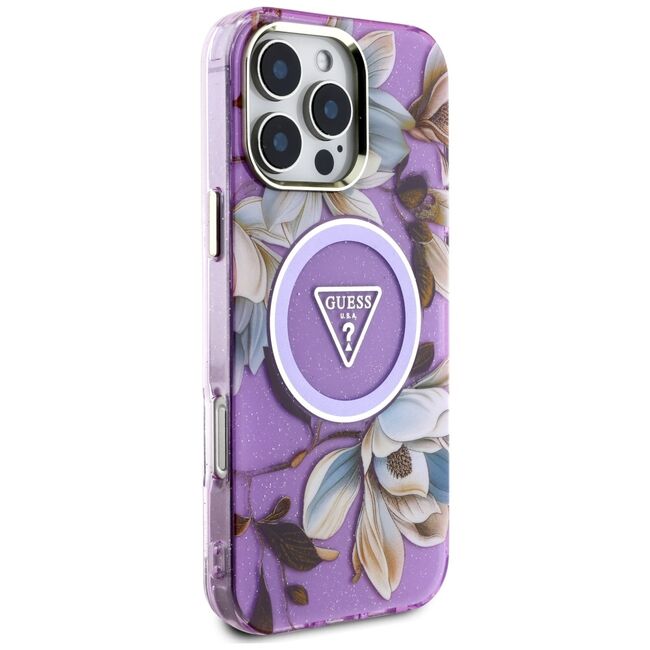 Husa premium pentru  iPhone 16 Pro compatibila MagSafe Guess Luxury Series - Mov
