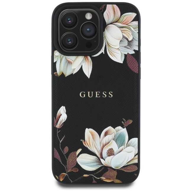 Husa premium pentru  iPhone 16 Pro compatibila MagSafe Guess Luxury Series - Negru print