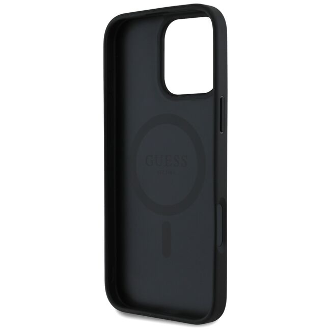 Husa premium pentru  iPhone 16 Pro compatibila MagSafe Guess Luxury Series - Negru print