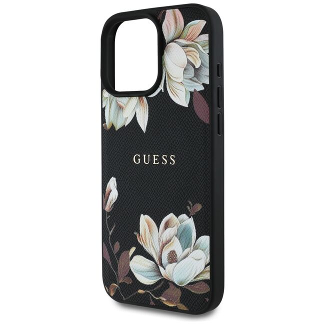 Husa premium pentru  iPhone 16 Pro compatibila MagSafe Guess Luxury Series - Negru print