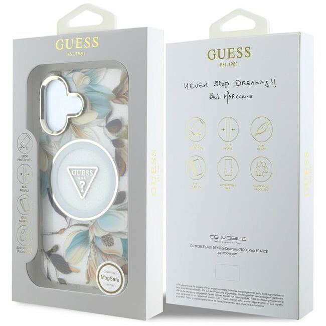 Husa premium pentru  iPhone 16 compatibila MagSafe Guess Luxury Series - Alb