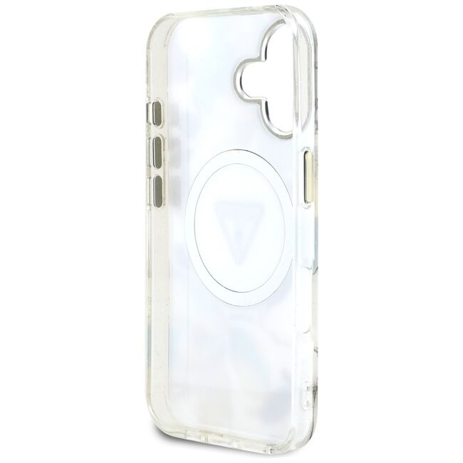 Husa premium pentru  iPhone 16 compatibila MagSafe Guess Luxury Series - Alb