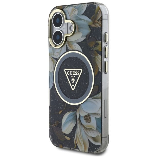 Husa premium pentru  iPhone 16 compatibila MagSafe Guess Luxury Series - Gri inchis