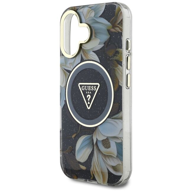 Husa premium pentru  iPhone 16 compatibila MagSafe Guess Luxury Series - Gri inchis