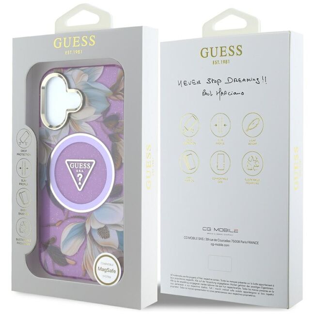 Husa premium pentru  iPhone 16 compatibila MagSafe Guess Luxury Series - Mov