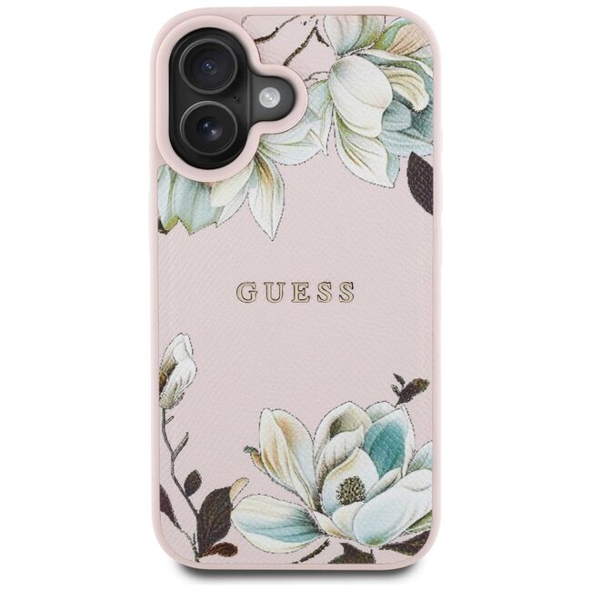 Husa premium pentru  iPhone 16 compatibila MagSafe Guess Luxury Series - Roz neon