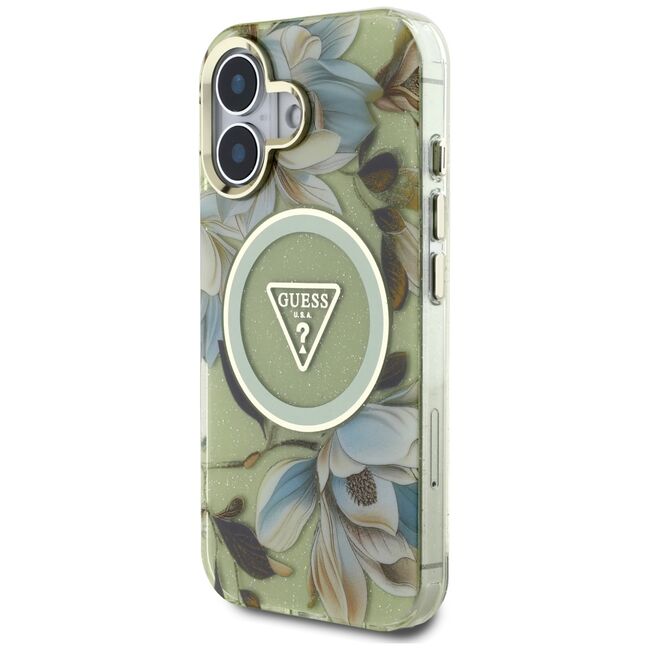 Husa premium pentru  iPhone 16 compatibila MagSafe Guess Luxury Series - Verde