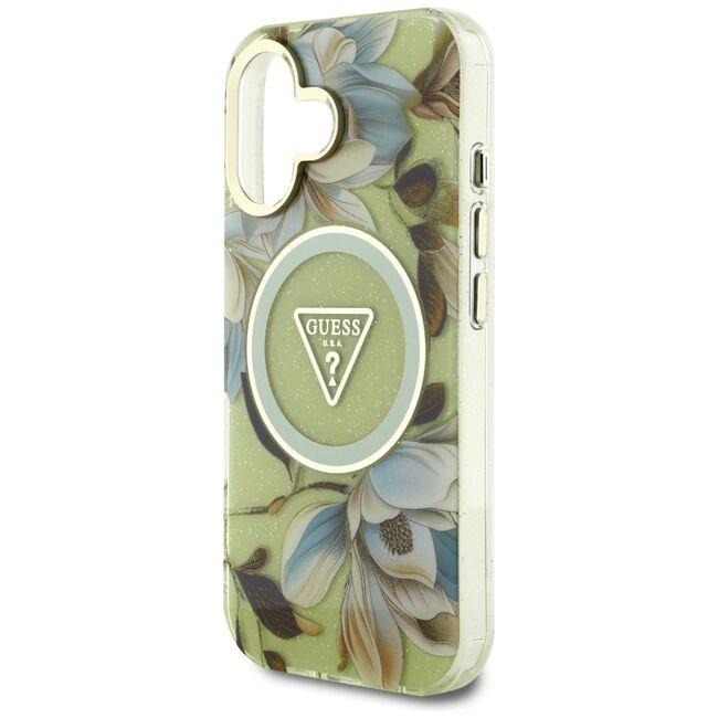 Husa premium pentru  iPhone 16 compatibila MagSafe Guess Luxury Series - Verde