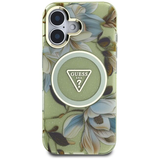Husa premium pentru  iPhone 16 compatibila MagSafe Guess Luxury Series - Verde