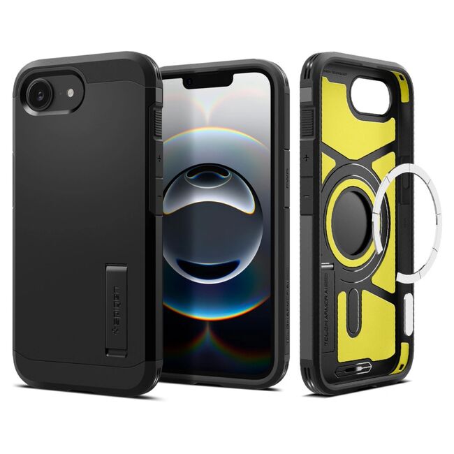 Husa premium pentru  iPhone 16e Spigen - Tough Armor MagSafe - Negru