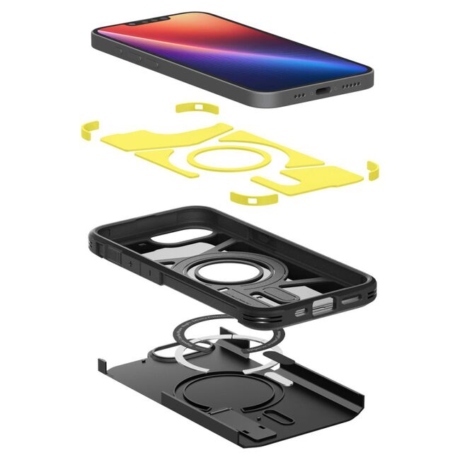 Husa premium pentru  iPhone 16e Spigen - Tough Armor MagSafe - Negru