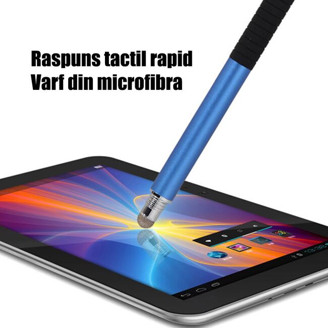 Stylus Pen Universal 2 in 1 – Precizie și Confort pentru Desen și Scris, pentru telefoane si tablete, compatibil Android si iOS - albastru inchis