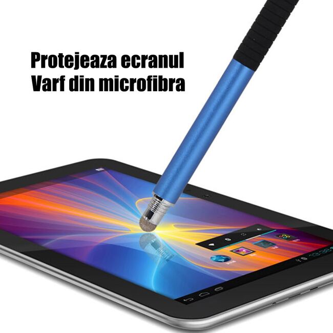 Stylus Pen Universal 2 in 1 – Precizie și Confort pentru Desen și Scris, pentru telefoane si tablete, compatibil Android si iOS - albastru