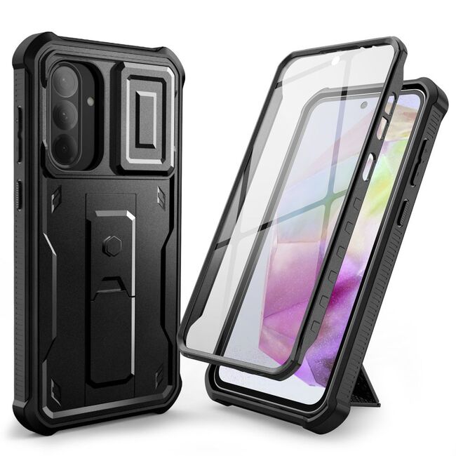 Pachet 360: Husa cu folie integrata Samsung Galaxy A36 5G KEVLAR PRO360 (fata spate), cu protectie lentile, negru