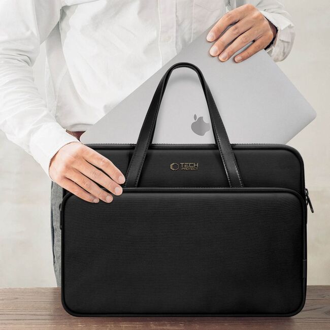 Geantă premium pentru laptop, compatibilă cu modele Macbook, Dell, HP, Lenovo - Protecție elegantă și funcțională, compatibilitate 13 - 14 inch, negru