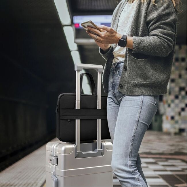Geantă premium pentru laptop, compatibilă cu modele Macbook, Dell, HP, Lenovo - Protecție elegantă și funcțională, compatibilitate 13 - 14 inch, negru