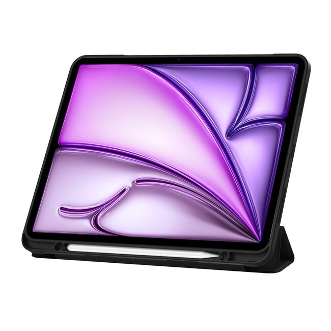 Husa pentru Apple iPad Air 13 2025 / 2024 M3, M2 Soft Shell tip stand, functie sleep / wake-up si slot pentru stylus, protectie 360 - negru
