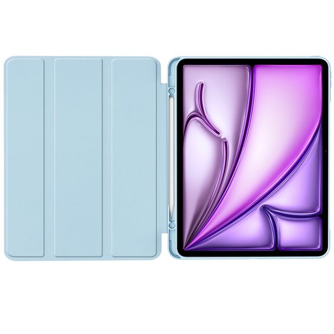 Husa pentru Apple iPad Air 13 2025 / 2024 M3, M2 Soft Shell tip stand, functie sleep / wake-up si slot pentru stylus, protectie 360 - sky blue