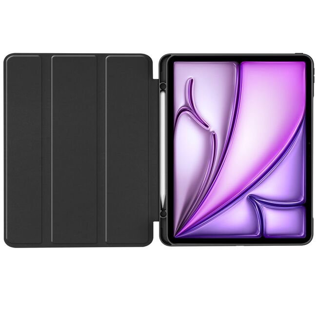 Husa pentru Apple iPad Air 13 2025 / 2024 M3, M2 Soft Shell tip stand, functie sleep / wake-up si slot pentru stylus, protectie 360 - negru