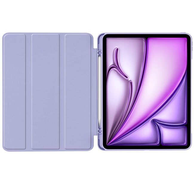 Husa pentru Apple iPad Air 13 2025 / 2024 M3, M2 Soft Shell tip stand, functie sleep / wake-up si slot pentru stylus, protectie 360 - lavanda