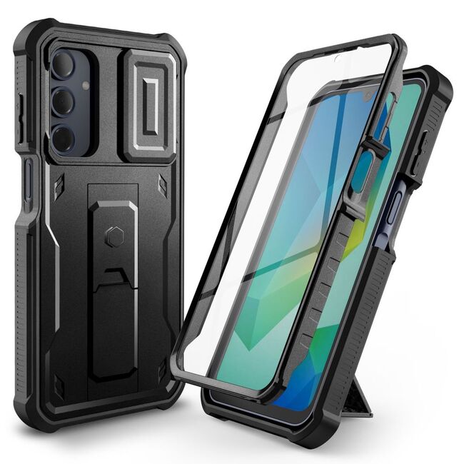 Pachet 360: Husa cu folie integrata Samsung Galaxy A16 KEVLAR PRO360 (fata spate), cu protectie lentile, negru