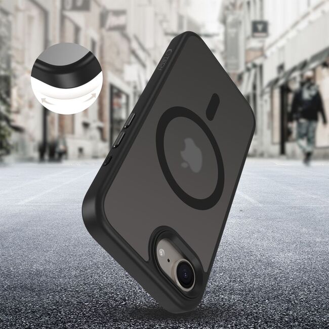Husa pentru iPhone 16e cu MagSafe, Ghost Series, frosted - negru