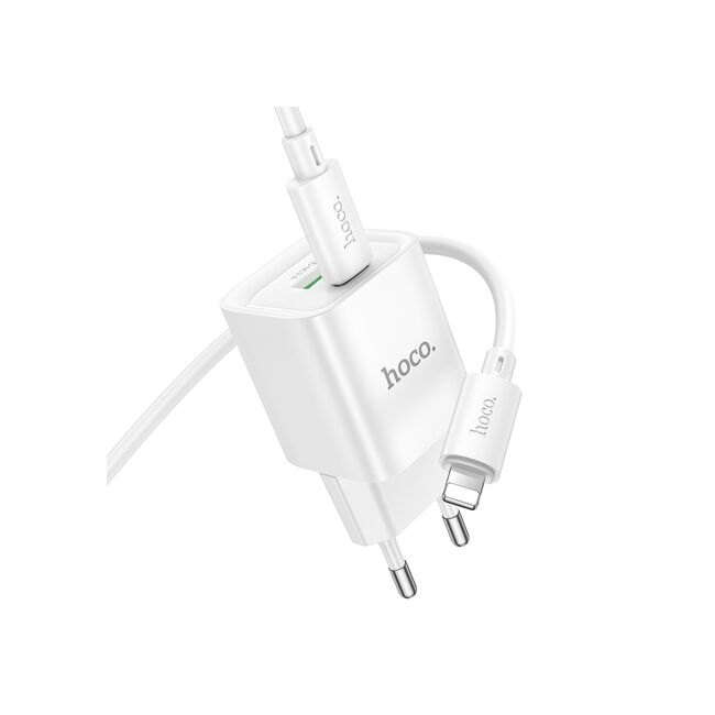 Set incarcator iPhone fast charge pentru priza XO plus cablu de incarcare PD, USB-C - Lightning (iPhone) 20W, alb