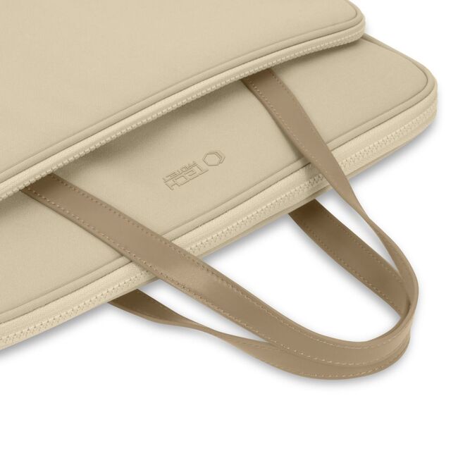 Geantă premium pentru laptop, compatibilă cu modele Macbook, Dell, HP, Lenovo - Protecție elegantă și funcțională, compatibilitate 13 - 14 inch, bej
