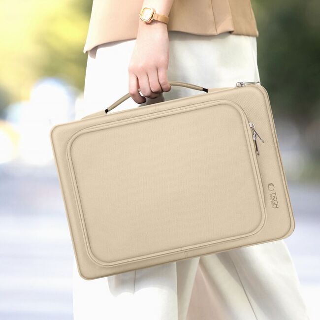 Geantă pentru laptop, protecție premium și design elegant, compatibila laptop intre 13-14 inch, bej