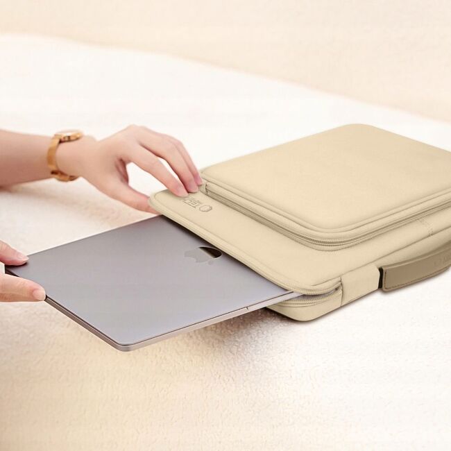 Geantă pentru laptop, protecție premium și design elegant, compatibila laptop intre 13-14 inch, bej