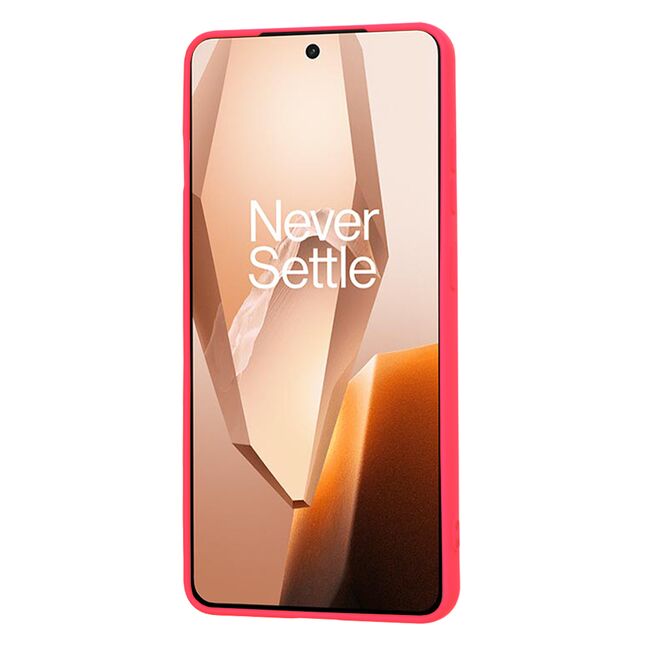 Husa pentru  OnePlus 13R Liquid Silicone, subțire, captusita cu microfibra, anti amprentă, protectie cameră foto, Fucsia