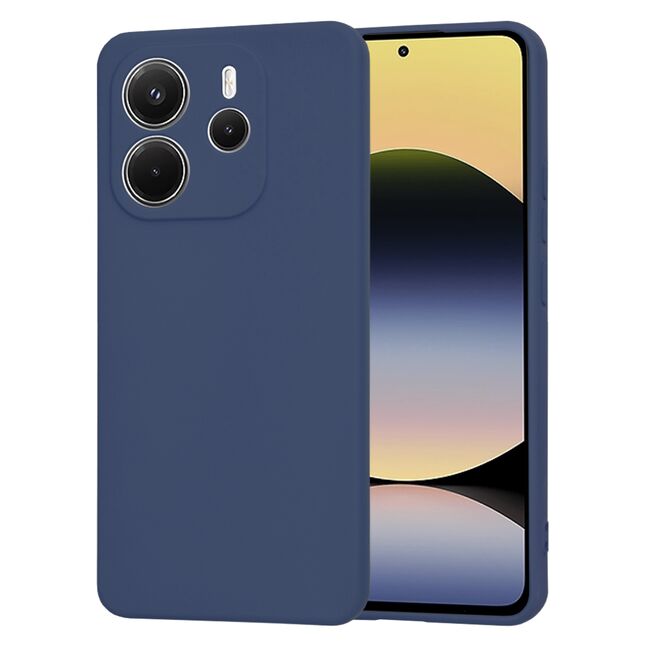 Husa pentru  Xiaomi Redmi Note 14 4G Liquid Silicone, subțire, captusita cu microfibra, anti amprentă, protectie cameră foto, Albastru