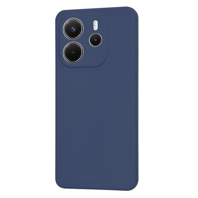 Husa pentru  Xiaomi Redmi Note 14 4G Liquid Silicone, subțire, captusita cu microfibra, anti amprentă, protectie cameră foto, Albastru