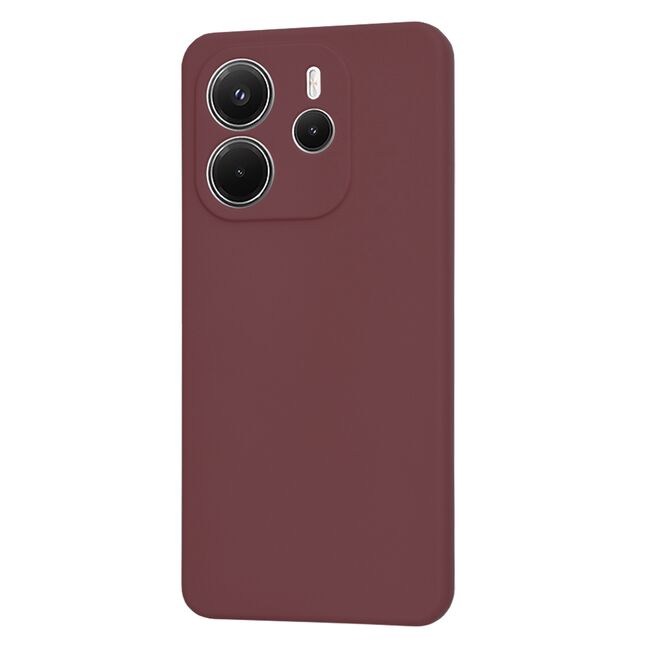 Husa pentru  Xiaomi Redmi Note 14 4G Liquid Silicone, subțire, captusita cu microfibra, anti amprentă, protectie cameră foto, Bordeaux