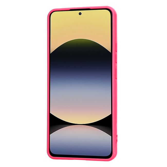 Husa pentru  Xiaomi Redmi Note 14 4G Liquid Silicone, subțire, captusita cu microfibra, anti amprentă, protectie cameră foto, Fucsia