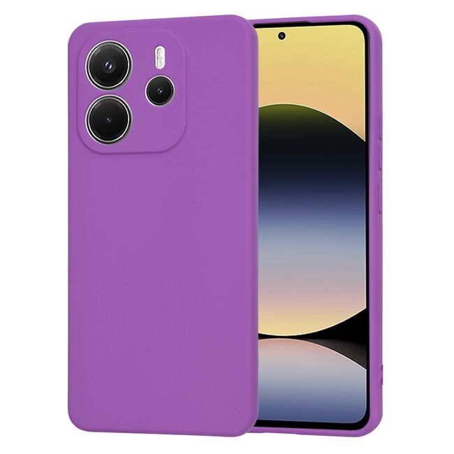 Husa pentru  Xiaomi Redmi Note 14 4G Liquid Silicone, subțire, captusita cu microfibra, anti amprentă, protectie cameră foto, Mov