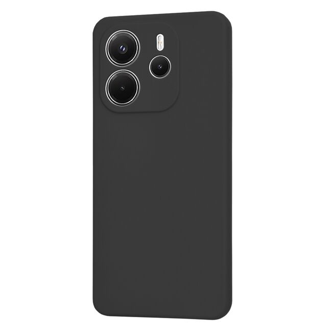 Husa pentru  Xiaomi Redmi Note 14 4G Liquid Silicone, subțire, captusita cu microfibra, anti amprentă, protectie cameră foto, Negru